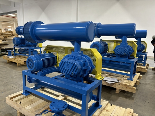 DN200 30-132 kW 10-80 kPa Dmuchawa Roots, rotacyjna, trzyłopatkowa, chłodzenie powietrzem, kolor niebieski