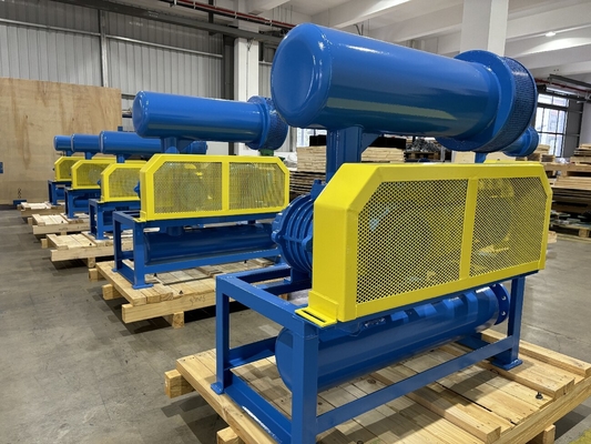 DN200 30-132 kW 10-80 kPa Dmuchawa Roots, rotacyjna, trzyłopatkowa, chłodzenie powietrzem, kolor niebieski