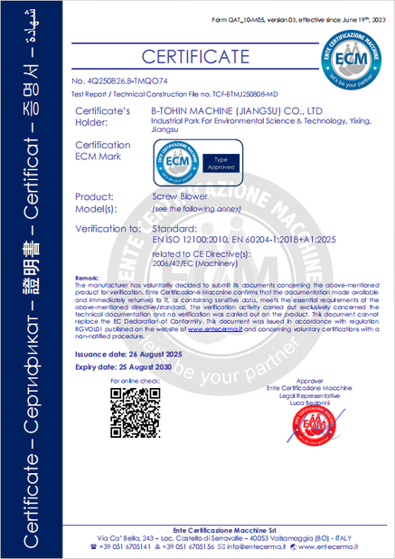 Chiny B-Tohin Machine (Jiangsu) Co., Ltd. Certyfikaty