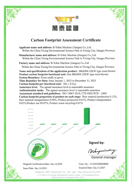 Chiny B-Tohin Machine (Jiangsu) Co., Ltd. Certyfikaty
